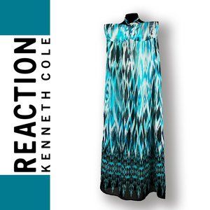 Kenneth Cole Reaction Boho Maxi Halter Neck Sundress Semi sheer Tie Dye look SM